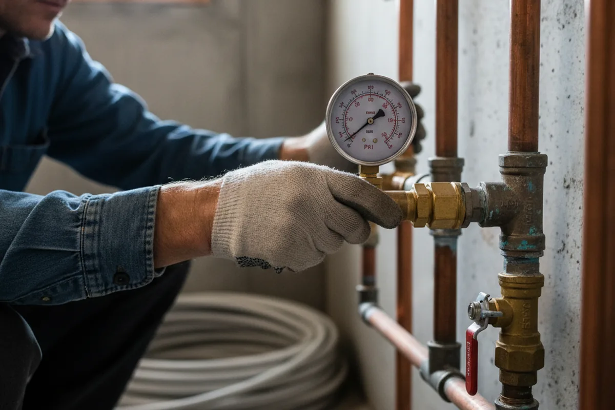 Pressure testing a repaired line during Water Line Repair in Plymouth Meeting